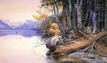 Indian Camp Lake McDonald Indians Charles Marion Russell Indiana Oil Paintings